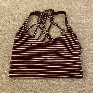 COPY - lululemon free to be longline sport bra burgundy and white striped size 2